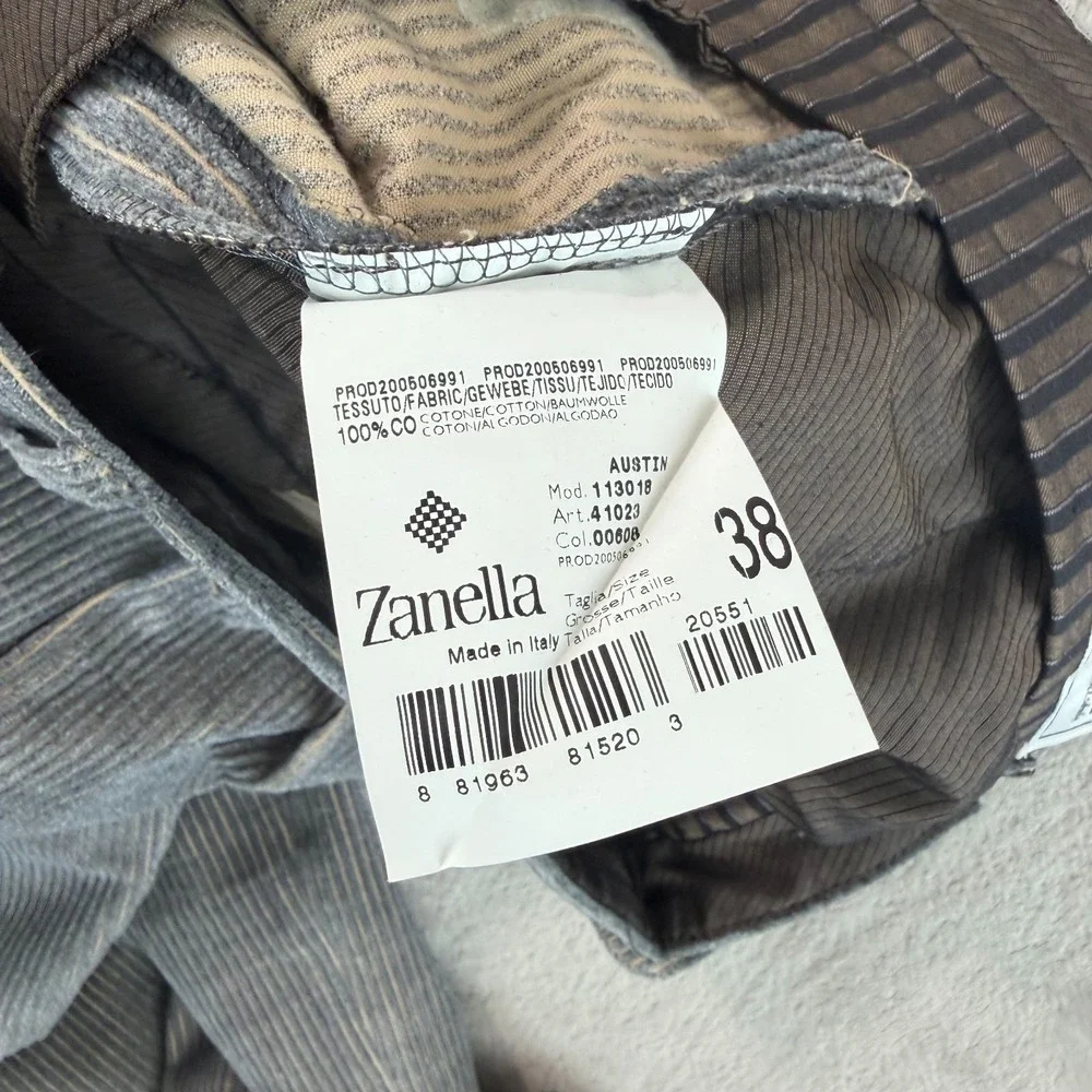 ZANELLA Pleated Cuffed Pants in Grey Wale Corduroy Men 36x31 (Tag 38) Italy NWOT